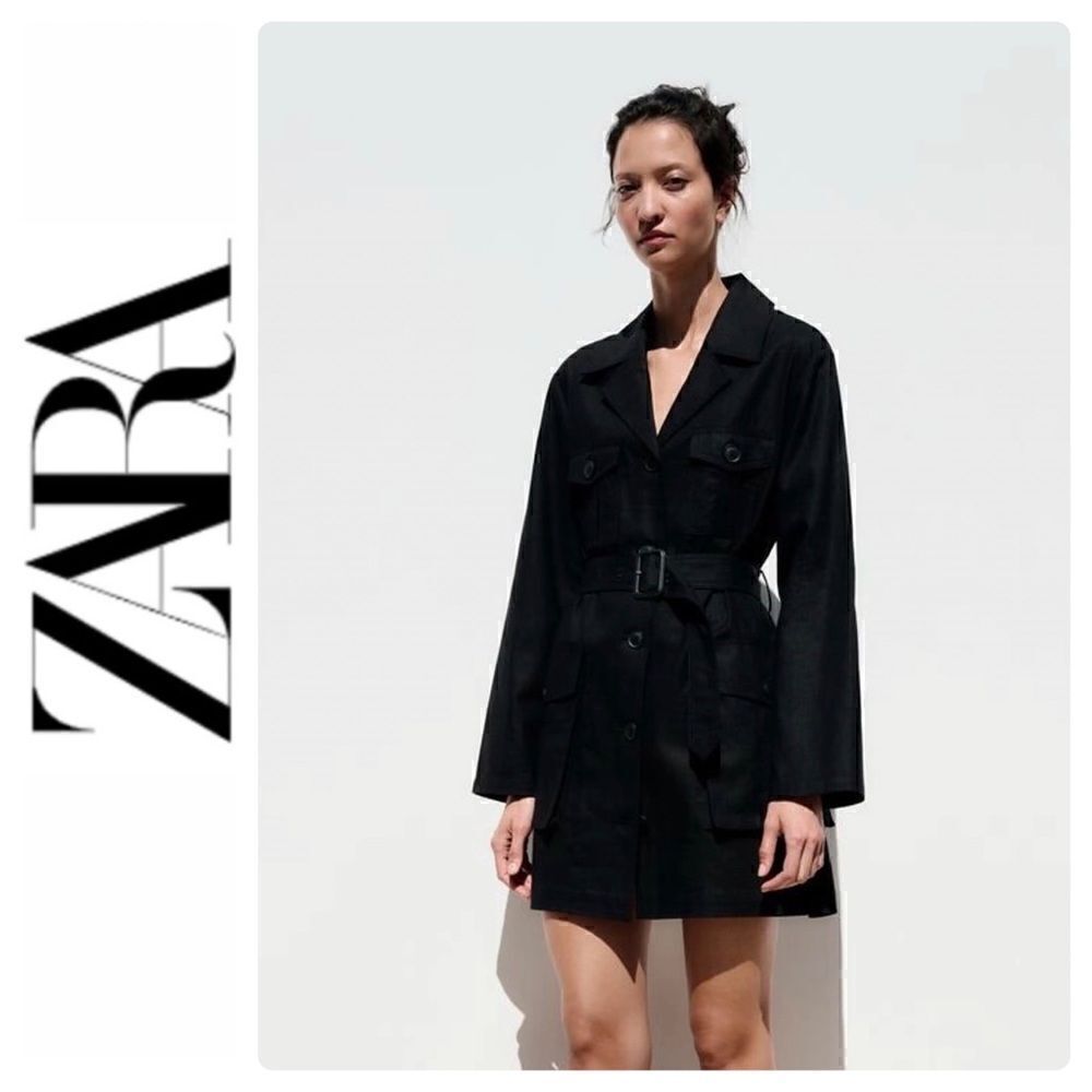 NWT Zara Linen Blend Belted Jacket, Size XS